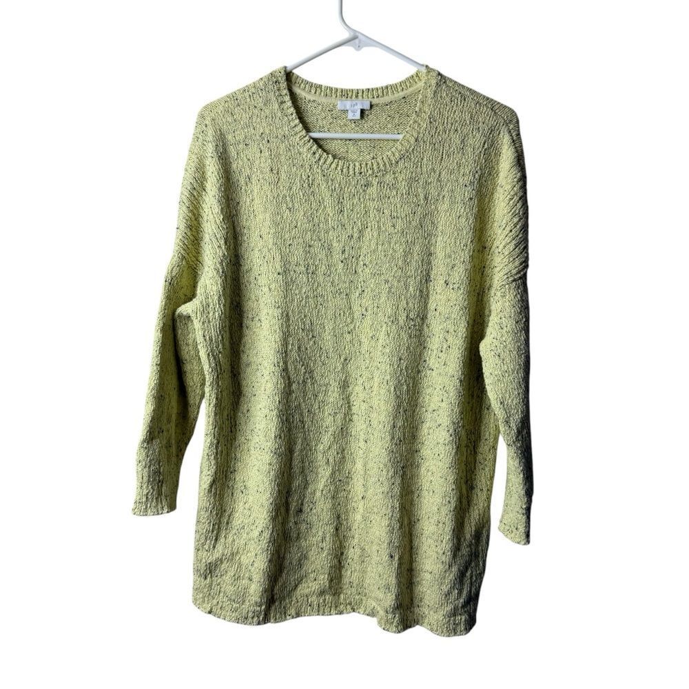 J Jill Yellow Marlee 3/4 Sleeve Chunky Knit Pullover Sweater Medium Tall